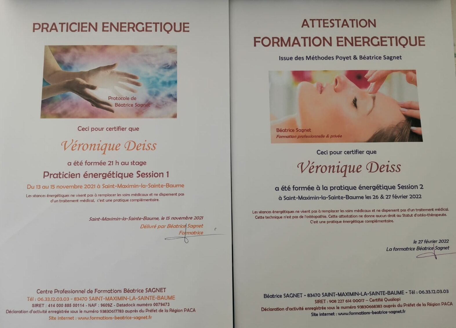 Certificat de formation énergétique Véronique DEISS
